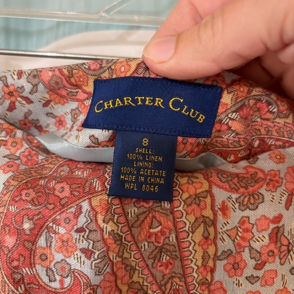 Vintage Charter Club Linen Paisley Long Wrap Skirt Sz 8 - Picture 2 of 8